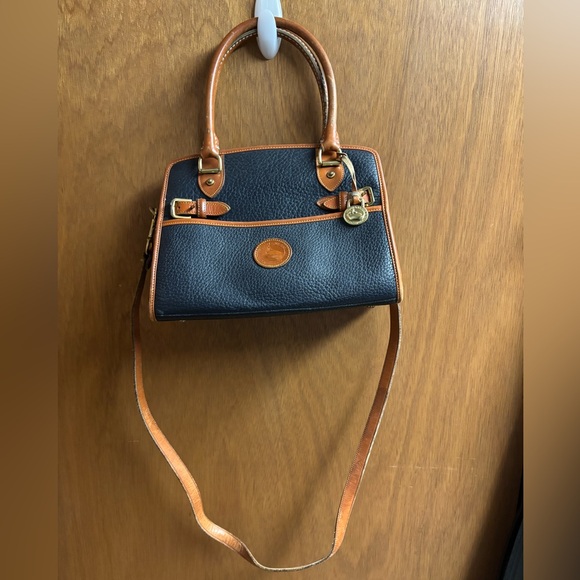 Dooney & Bourke Navy and Tan Leather Satchel